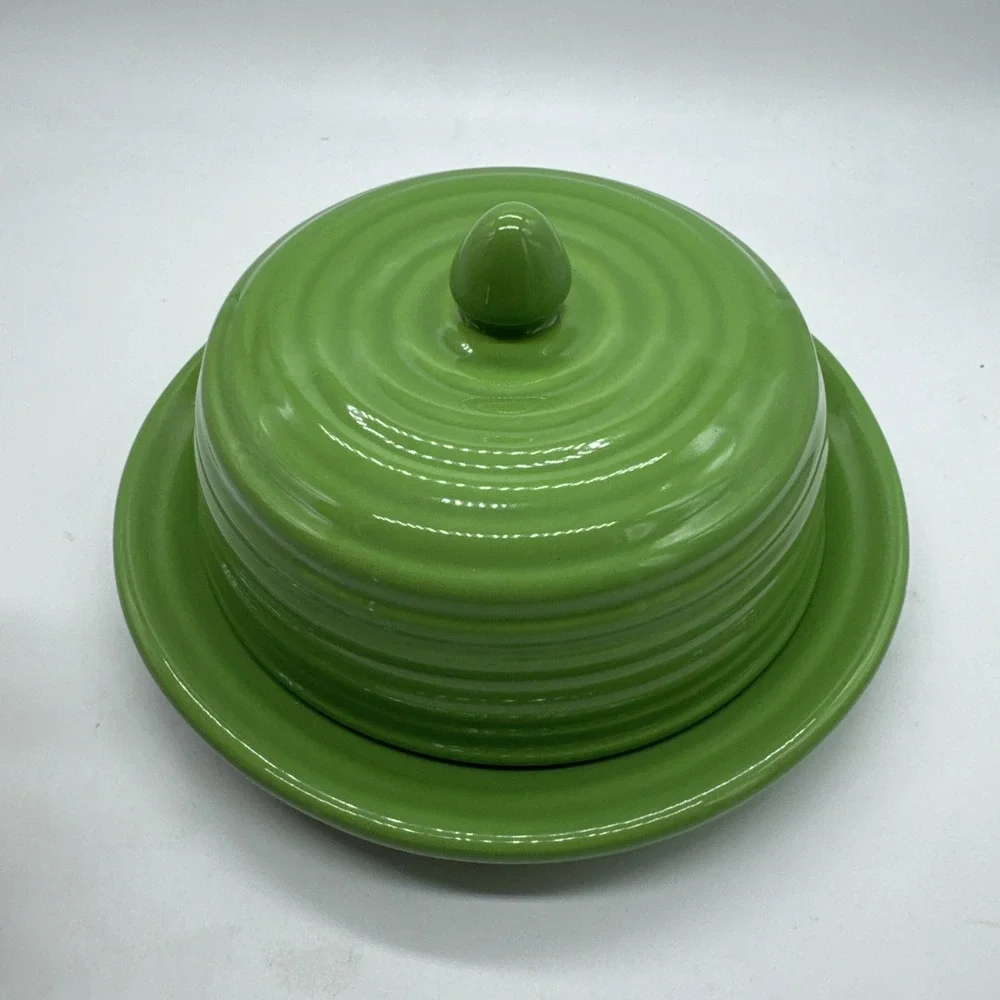 BAUER RING WARE Parrot Green GLAZE COVERED BUTTER DISH